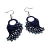 Dames Engelvleugel Oorbellen van Donkerblauw Micro Macramé en RVS