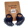 Dames Engelvleugel Oorbellen van Donkerblauw Micro Macramé en RVS