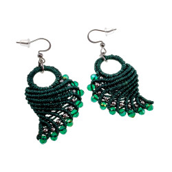 Engelvleugel Oorbellen van Groene Micro Macramé en RVS - Handgemaakt