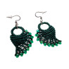 Engelvleugel Oorbellen van Groene Micro Macramé en RVS - Handgemaakt