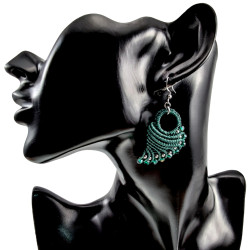 Engelvleugel Oorbellen van Groene Micro Macramé en RVS - Handgemaakt