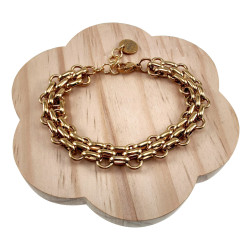 Unisex - Verguld RVS - Bredte Armband - Handgemaakt door esde2