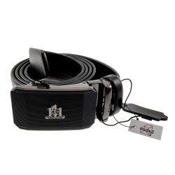 Echt Leer Automatische  Riem zonder Gaatjes met Zwarte Ratelgesp