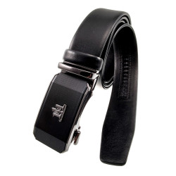 Echt Leer Automatische  Riem zonder Gaatjes met Zwarte Ratelgesp