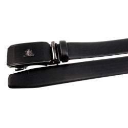 Echt Leer Automatische  Riem zonder Gaatjes met Zwarte Ratelgesp