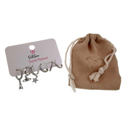 Oorbellen Set-6 stuks  - Ster, Raket en Saturnus - Rhodium Plated