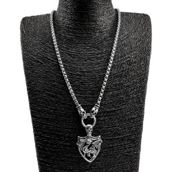 RVS Stoere Heren Ketting met Grote Draak Hanger en Schedel 70cm x 5mm
