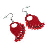 Engelvleugel Oorbellen van Rode Micro Macramé en RVS - Handgemaakt