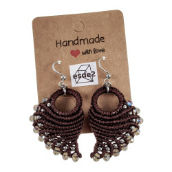 Engelvleugel Oorbellen van Donkerbruin Micro Macramé en RVS Handgemaakt