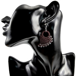 Engelvleugel Oorbellen van Donkerbruin Micro Macramé en RVS Handgemaakt