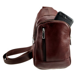 Roodbruine Leren Crossbody Unisex  Schoudertas - Slingbag Heren Dames