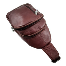 Roodbruine Leren Crossbody Unisex  Schoudertas - Slingbag Heren Dames