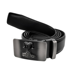 Heren Automatische Zwarte Riem zonder Gaatjes met Decoratieve 3D-Ram