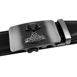Heren Automatische Zwarte Riem zonder Gaatjes met Decoratieve 3D-Ram