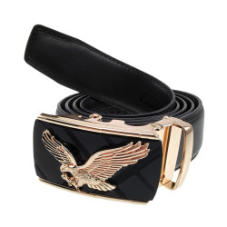 Heren Automatische Zwarte Riem met Goudkleurige Gesp met 3D-Adelaar