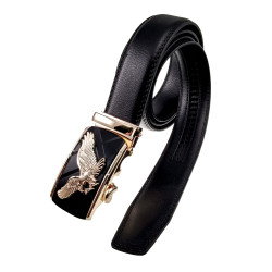Heren Automatische Zwarte Riem met Goudkleurige Gesp met 3D-Adelaar