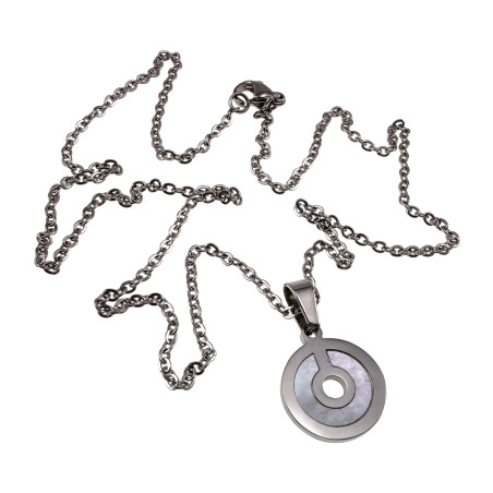 Dames RVS Kabelketting + Ronde Hanger met Natuurparelmoer Lengte 50cm