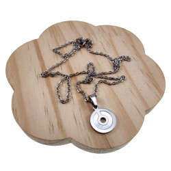 Dames RVS Kabelketting + Ronde Hanger met Natuurparelmoer Lengte 50cm