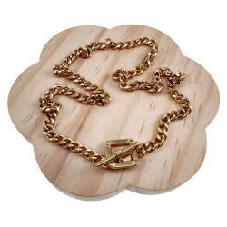 Verguld RVS - Cubaanse Damesketting met Vierkante T-Sluiting - 43cm