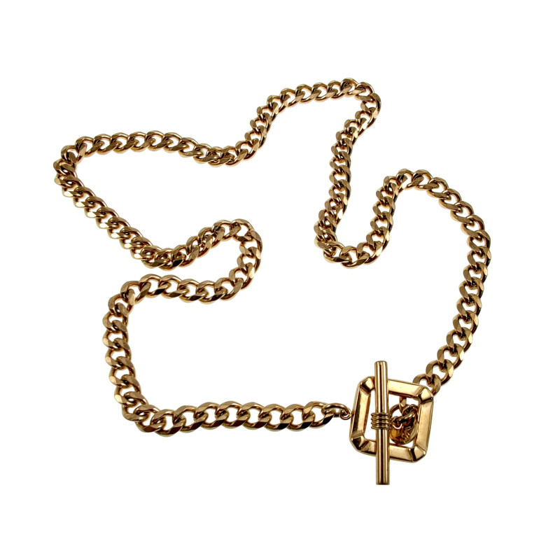 Verguld RVS - Cubaanse Damesketting met Vierkante T-Sluiting - 43cm
