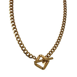 Verguld RVS - Cubaanse Damesketting met Vierkante T-Sluiting - 43cm