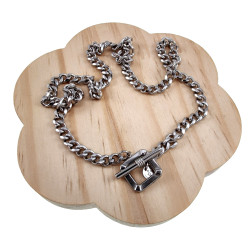 Roestvrij Staal Cubaanse Damesketting met Vierkante T-Sluiting - 43cm