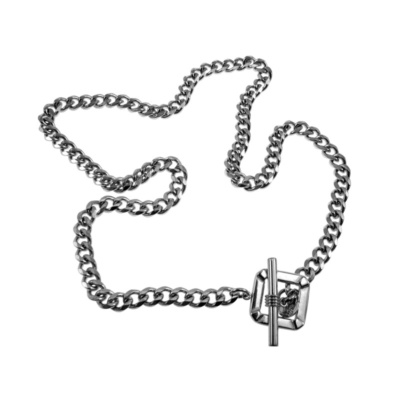 Roestvrij Staal Cubaanse Damesketting met Vierkante T-Sluiting - 43cm