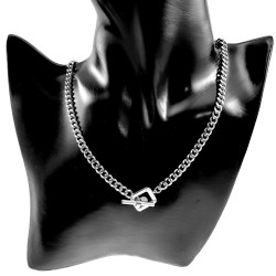 Roestvrij Staal Cubaanse Damesketting met Vierkante T-Sluiting - 43cm