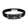 Stoere Zwarte Gevlochten Leren Armband met Keltisch Kruis Plaat Heren