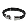 Stoere Zwarte Gevlochten Leren Armband met Keltisch Kruis Plaat Heren