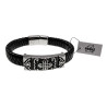 Stoere Zwarte Gevlochten Leren Armband met Keltisch Kruis Plaat Heren