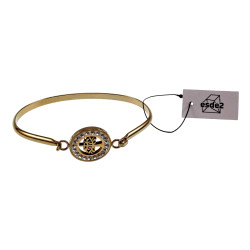 Dames - Goudkleurige RVS - Bangle Armband met Levensboom en Zirkonia