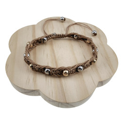 Macramé Armband met Espiga Weefpatroon met 10 Bicolor RVS Kralen