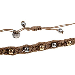 Macramé Armband met Espiga Weefpatroon met 10 Bicolor RVS Kralen