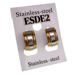 Unisex ∅13mm x 7mm Oorringen met Golfdesign - Bicolor RVS