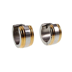 Unisex ∅13mm x 7mm Oorringen met Golfdesign - Bicolor RVS