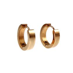 Unisex - Roségoudkleurig RVS - ∅16mm Oorringen met Vierkante Zirkonias