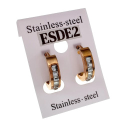 Unisex - Roségoudkleurig RVS - ∅16mm Oorringen met Vierkante Zirkonias