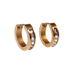 Unisex - Roségoudkleurig RVS - ∅16mm Oorringen met Vierkante Zirkonias