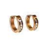 Unisex - Roségoudkleurig RVS - ∅16mm Oorringen met Vierkante Zirkonias
