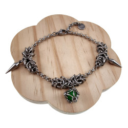 RVS Armband met Groene Kattenoog Steen en Speerpunt Hanger Verstelbaar