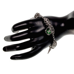 RVS Armband met Groene Kattenoog Steen en Speerpunt Hanger Verstelbaar