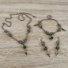 RVS Ketting met Groene Kattenoog Steen en Speerpunt Hanger Handgemaakt