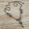 RVS Ketting met Groene Kattenoog Steen en Speerpunt Hanger Handgemaakt