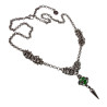 RVS Ketting met Groene Kattenoog Steen en Speerpunt Hanger Handgemaakt