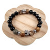 Elastische Herenarmband met Natuurstenen Onyx en Bruine Jaspis