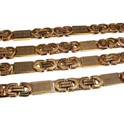 Goudkleur RVS Platte Koningsketting met Griekse Details - Lengte 60cm