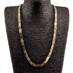 Goudkleur RVS Platte Koningsketting met Griekse Details - Lengte 60cm