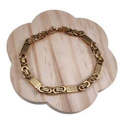 Goudkleur RVS Koningsarmband met Griekse Details - 9 tot 20 cm