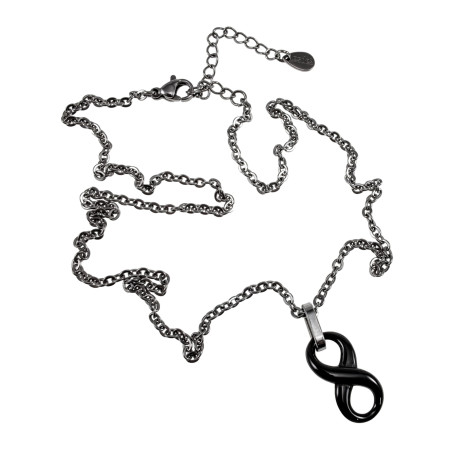 RVS Kabelketting met Oneindigheidssymbool van Keramiek - 45 tot 50 cm